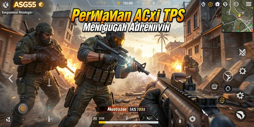 Tampilan gameplay ASG55 menunjukkan aksi menegangkan dalam pertempuran TPS.
