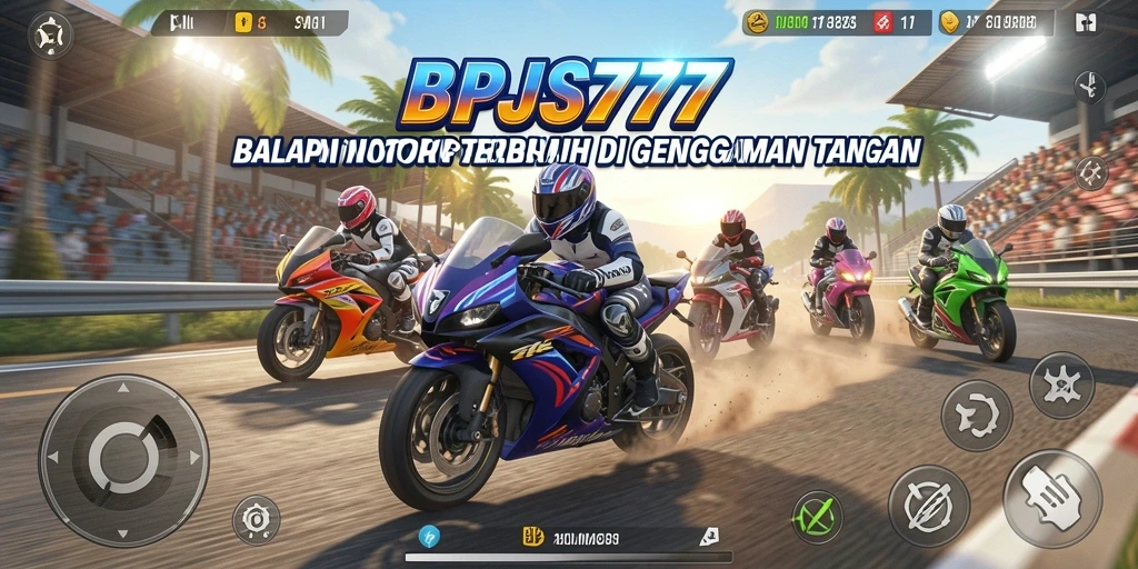 Tampilan gameplay seru dalam balapan motor yang kompetitif.