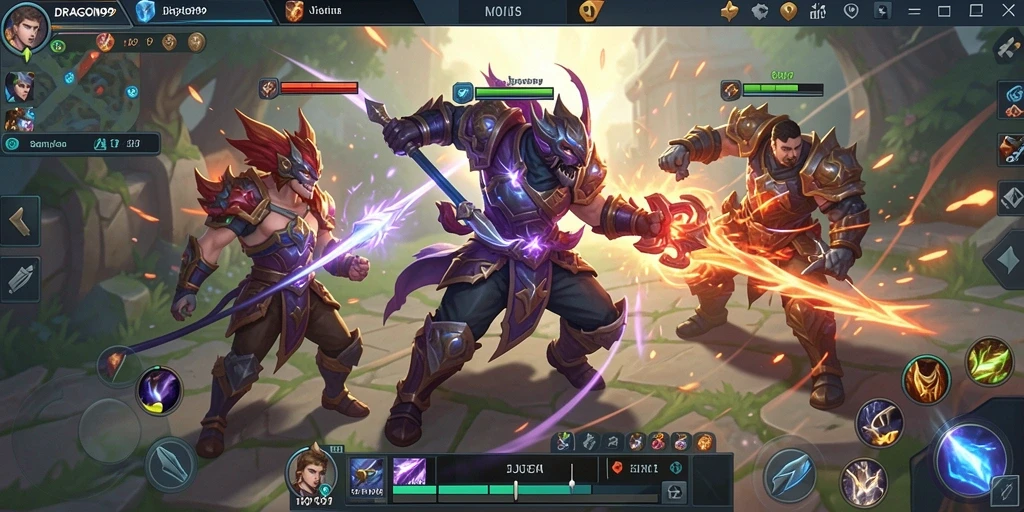 Screenshot gameplay seru DRAGON99 dalam aksi MOBA.