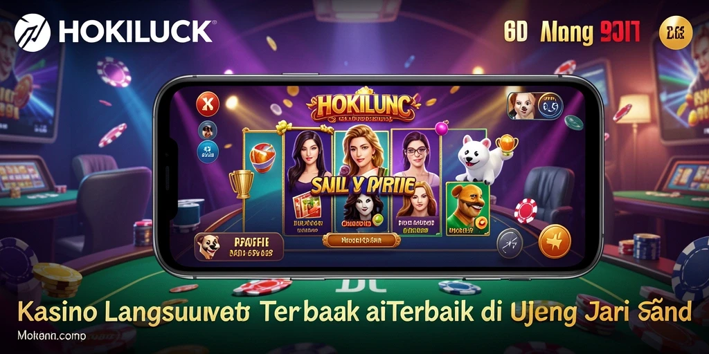 Screenshot HOKILUCK menampilkan dealer langsung dan permainan kasino yang mendebarkan.