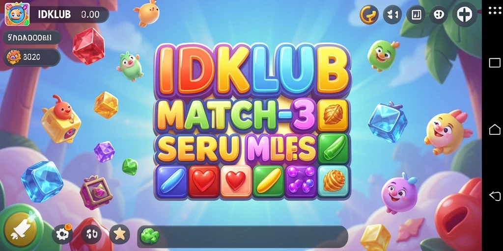 Tampilan seru dari gameplay Match-3 IDKLUB yang menarik.