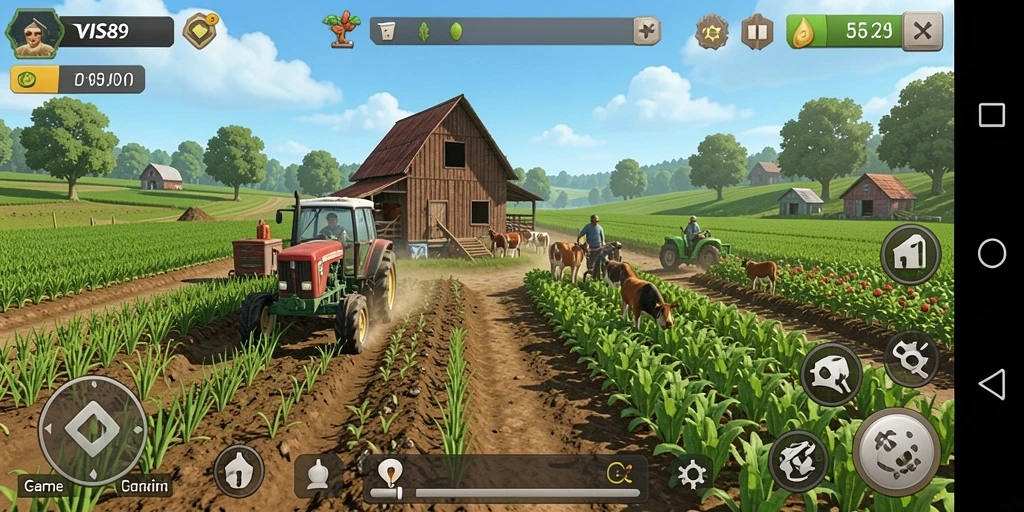 Tangkapan layar utama dari gameplay pertanian yang seru di VISA89.