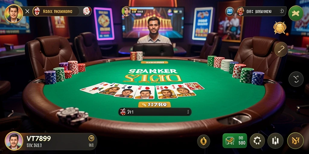 Screenshot utama VT789 menampilkan aksi Gameplay Poker yang seru.