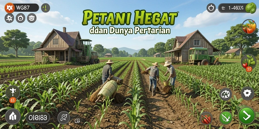 Screenshot utama WG87 menampilkan aktivitas bertani yang menarik dan interaktif.